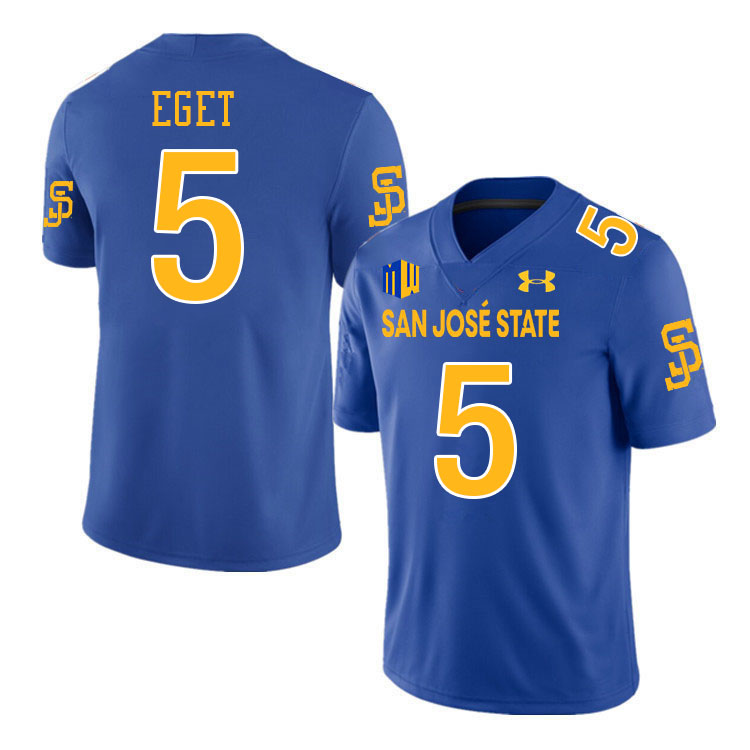 #5 Walker Eget SJSU Jersey,San Jose State Spartans Football Jersey College Uniforms-Royal